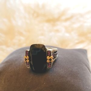 Barbara Bixby sterling & 18k Black Onyx ring